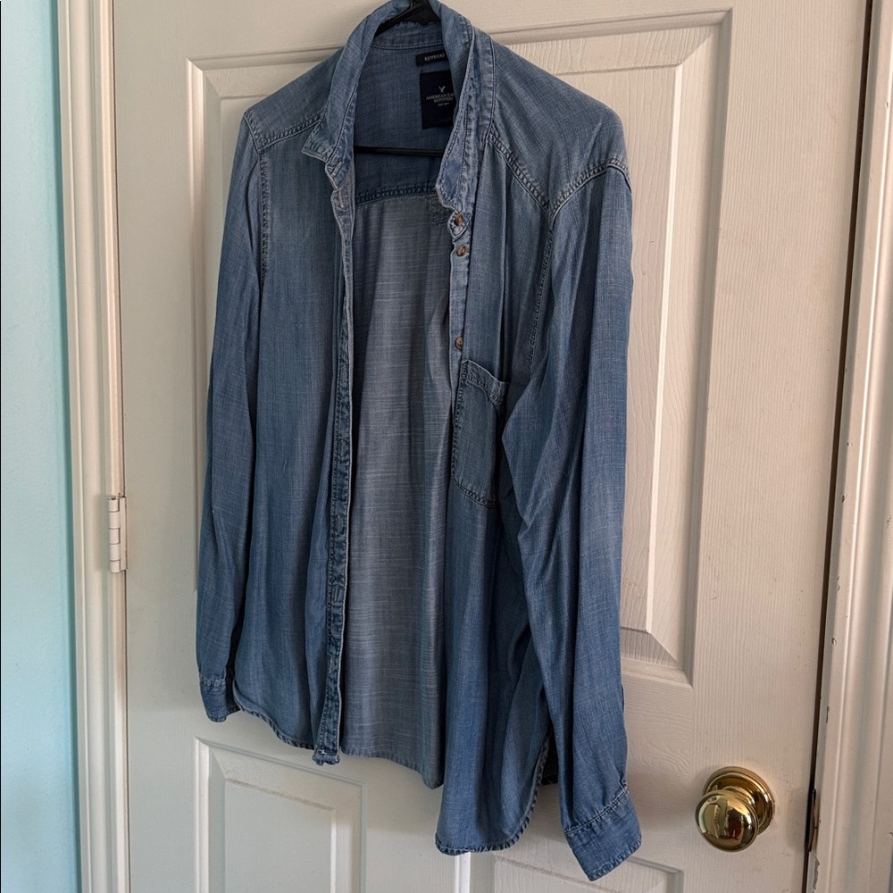 American Eagle Outfitters Light Blue Denim Shirt